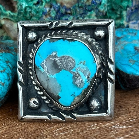 Turquoise Navajo American native vintage sterling silver ring